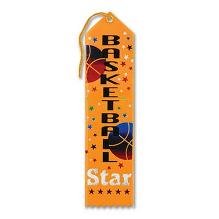 Pack of 6 Golden Yellow "Basketball Star Award" School Award Ribbon Bookmarks 8"