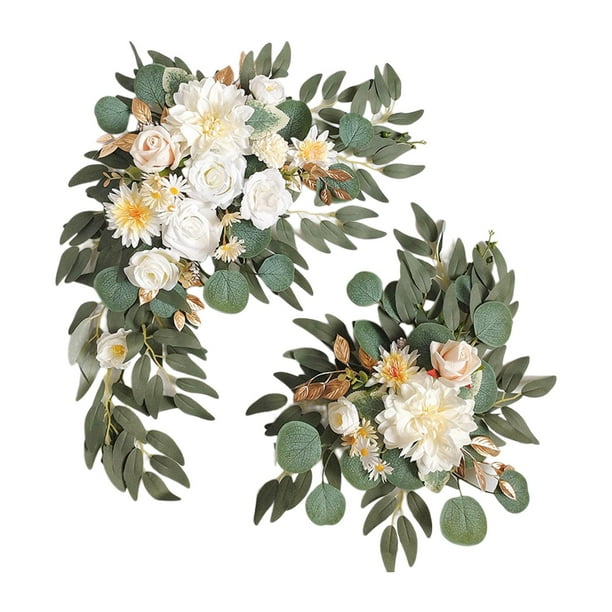 2 Piezas Guirnalda Artificial Hecha a Mano Botín de Flores Botín de Flores Artificiales Flor de Arco de Boda Rústica para Decoración de Arte de Ventan , estilo c