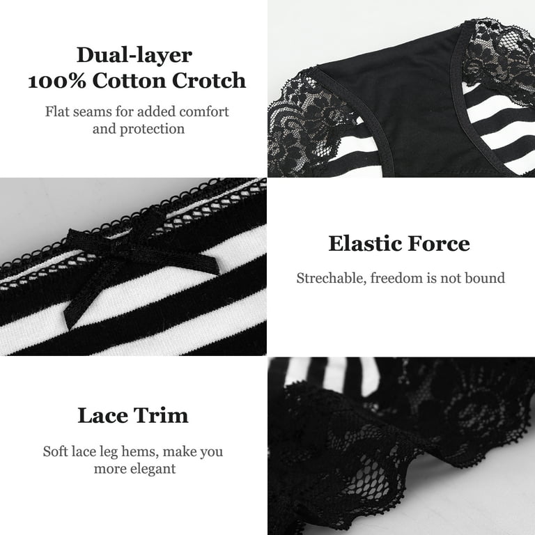 BeautyIn Women's Cotton Panties Underwear Comfort Lace Trim Briefs