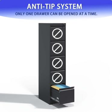 Lockable 5-Drawer Metal Vertical File Cabinet for Office and Home - A4 Legal/Letter Size Storage Solution