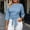 Light Blue women 3/4 sleeve tie front t-shirt a1, variant on SSZMDLB Women 3/4 Sleeve Tie Front T-Shirts Round Neck Casual Summer Tops Solid Basic Tee Shirt Comfy Vacation Outfits Knotted Front Workout Clothes, Light Blue L