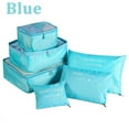 thumbnail image 1 of 6pcs Set Travel Storage Bags Suitcase Packing Set Storage Cases Portable Luggage Organizer Clothes Shoe Foldable Organizer Blue, 1 of 6