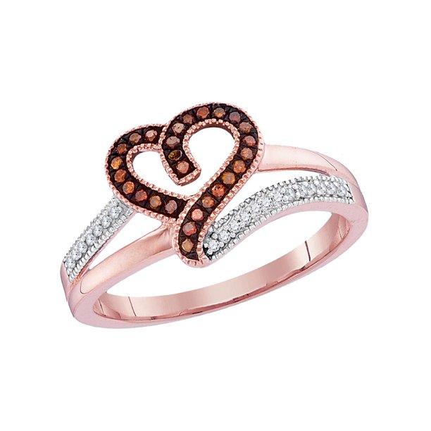 Gem And Harmony Enhanced Red and White Diamond Heart Promise Ring in