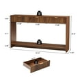 thumbnail image 4 of PHOYAL Fluted Walnut Console Table with 3 Drawers, Wave Entryway Table with Storage Shelf, Narrow Wood Sofa Table for Hallway Living Room, 4 of 7