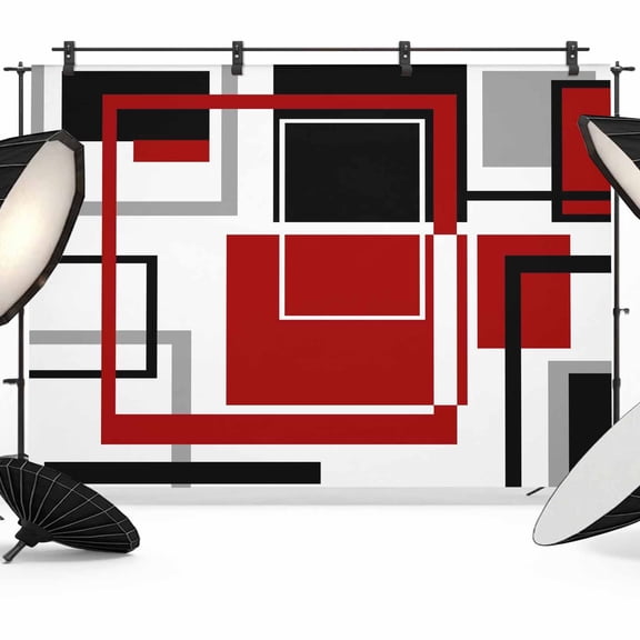 Red Black Geometric Backdrop for Photoshoot,Photography Photo Studio Background Wall Backdrop,Contemporary Gray Abstract Stripes Back Drop Banner Panel for Portraits Wedding Live Streaming 12x8Ft