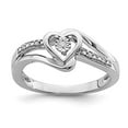 thumbnail image 3 of 925 Sterling Silver Rhodium Diamond Heart Ring Size 7, 3 of 6