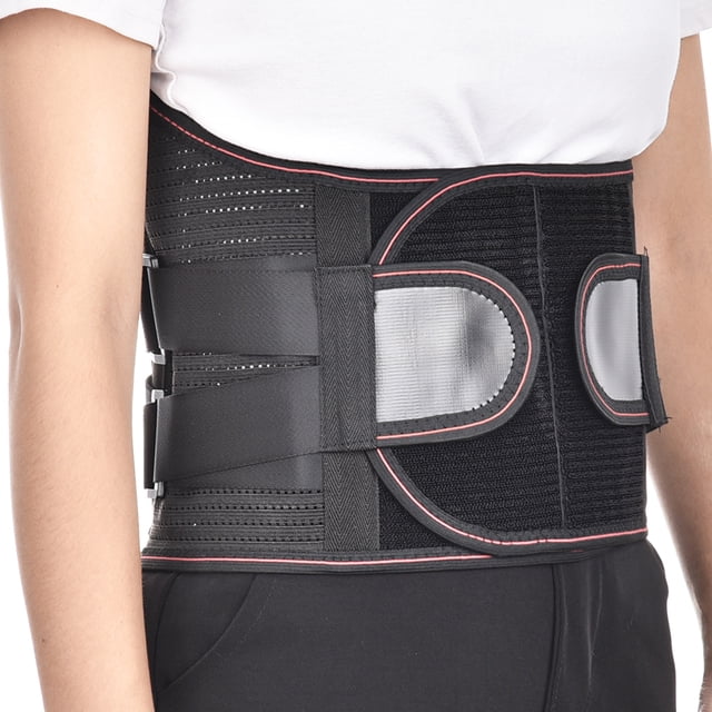 Faja térmica autocalentable para terapia lumbar con soporte de acero ancho, color negro, talla M (sin folletos de colores en el envío).