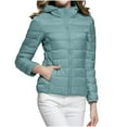 thumbnail image 4 of CQONEPT Women's Puffer Jacket Full Zip Up Down Coats Quilted Insulated Overcoat Cozy Soft Winter Clothes with Pockets White L, 4 of 6