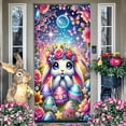 thumbnail image 6 of Luxcidy 70.87x35.43 in Easter Door Cover, Welcome Spring Door Cover Decorations, Easter Rabbit Door Cover Photo Backdrop for Front Door Welcome Spring Easter Seasonal Hanging Decorations(F), 6 of 6