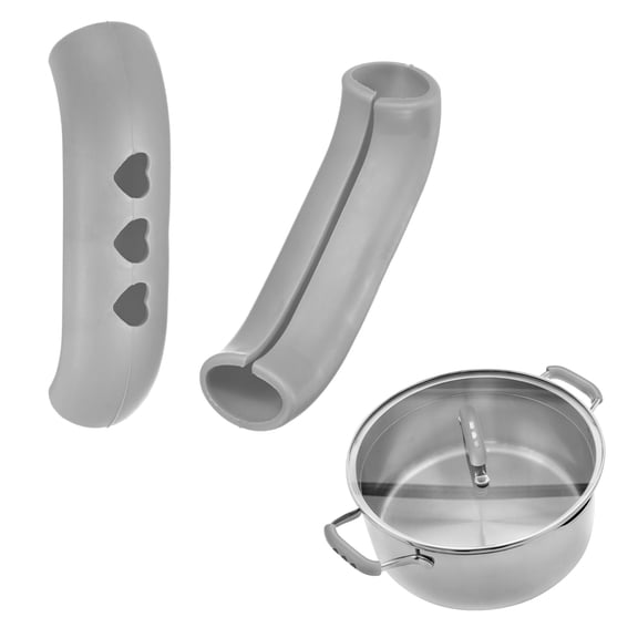 2-Pack Silicone Assist Handle Holder Grip, Heat Resistant Non-Slip Pot Grip Hot Handle Sleeve for Frying Cast Iron Skillet [Gray]