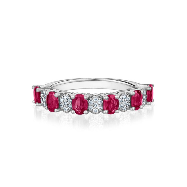Six Bagues en Diamant Rubis et Pavé
