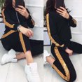 thumbnail image 4 of Koszal 2Pcs Women Jogging Suit Sequins Patchwork Tracksuits Sweatshirt Coat Pants Set, 4 of 7