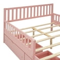 thumbnail image 2 of Noble House Full Size Wood Platform Bed with Guardrails on Both Sides and Two Storage Drawers ,Pink, 2 of 8