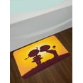 thumbnail image 2 of Kissing Bath Mat, Silhouettes in Sun Cartoonish Bicolour Image, Plush Bathroom Decor Mat with Non Slip Backing, 29.5" X 17.5", Dark Maroon Pale Orange, by Ambesonne, 2 of 2