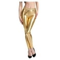 thumbnail image 2 of Pxiakgy Women's Stretchy Faux Leather Leggings Pants, Black High Waisted Tights Gold + XXL, 2 of 7
