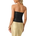 thumbnail image 3 of INSPIRE CHIC Women's Holographic Shiny Sweetheart Neck Sleeveless Tube Tops L Black, 3 of 6