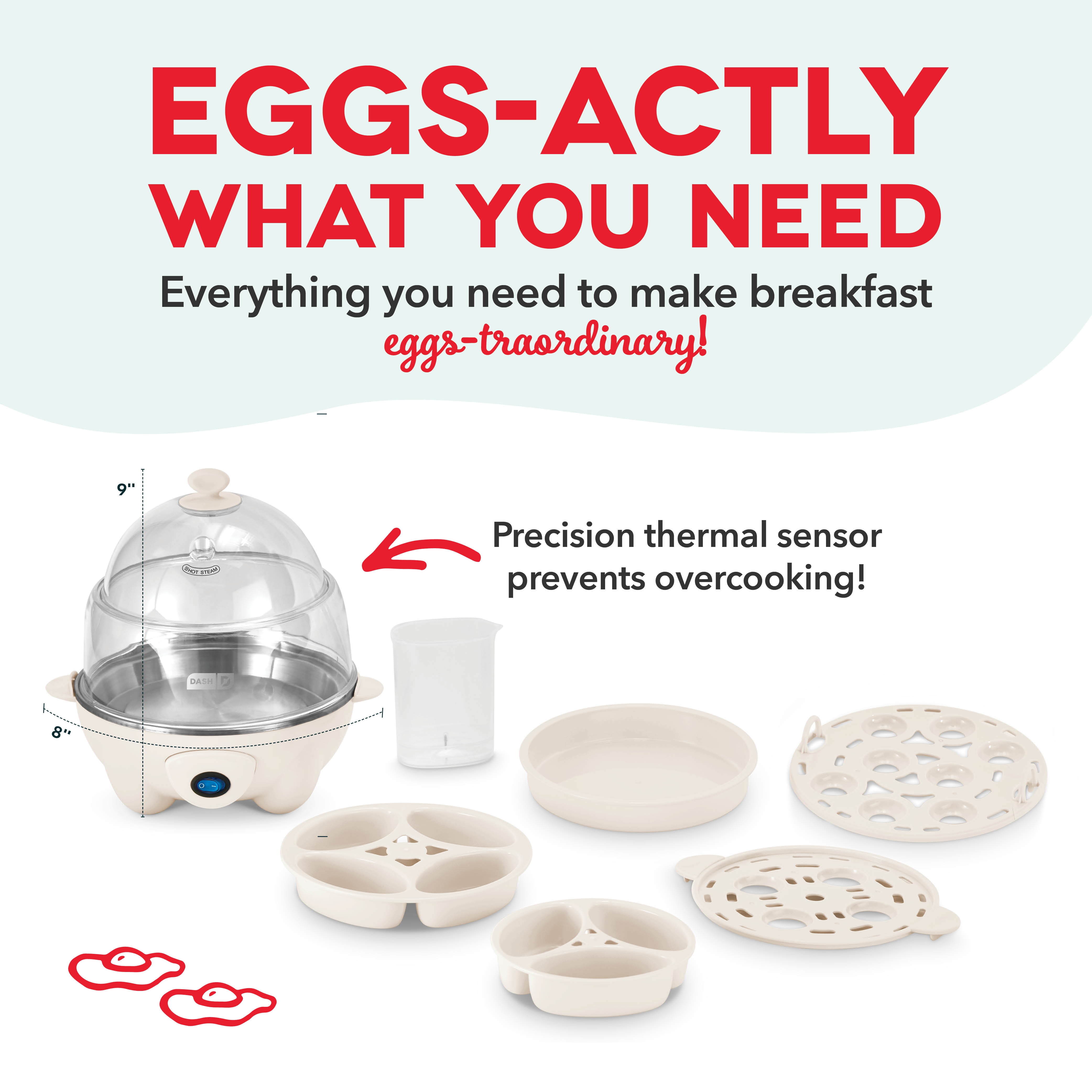 Dash Deluxe Rapid Egg Cooker for Hard Boiled, Poached, Scrambled Eggs, Omelets, Steamed Vegetables, Dumplings & More, 12 Egg Capacity, with Auto Shut off, Cream