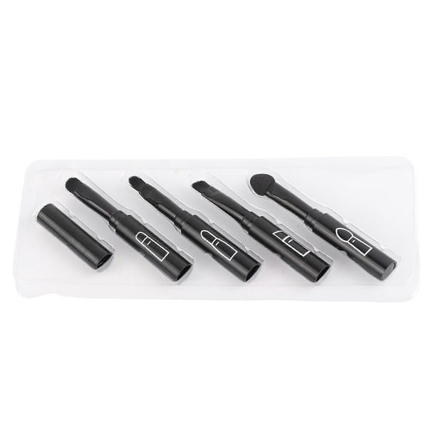 4 in 1 Telescopic Makeup Brush Set Portable Retractable Lip Eyebrow Eyeshadow Brush Black Cosmetic Brushes