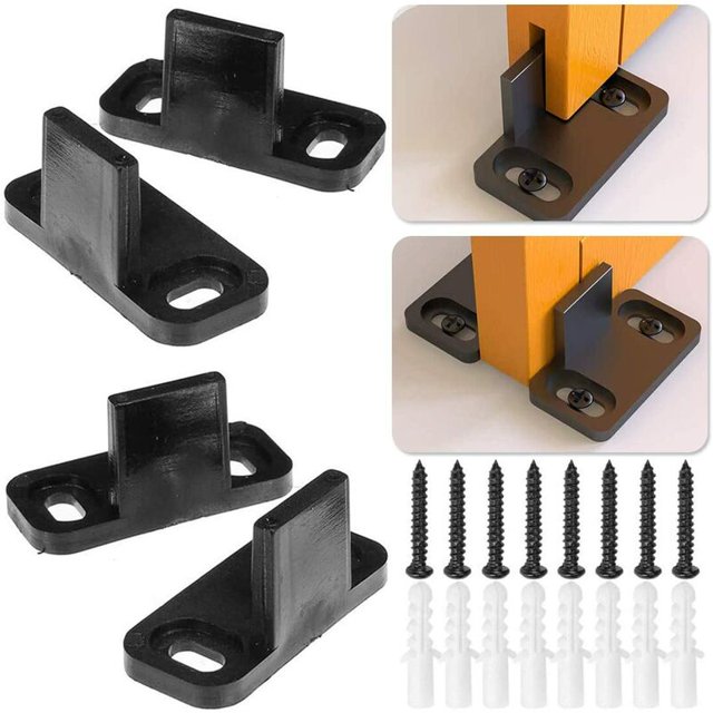 Jinsinto 4 Pcs Sliding Door Floor Guide, Multifunctional Adjustable Barn Door Bottom Floor Guide, Plastic Sliding Barn Door with Screws and Expansion Tube Guide