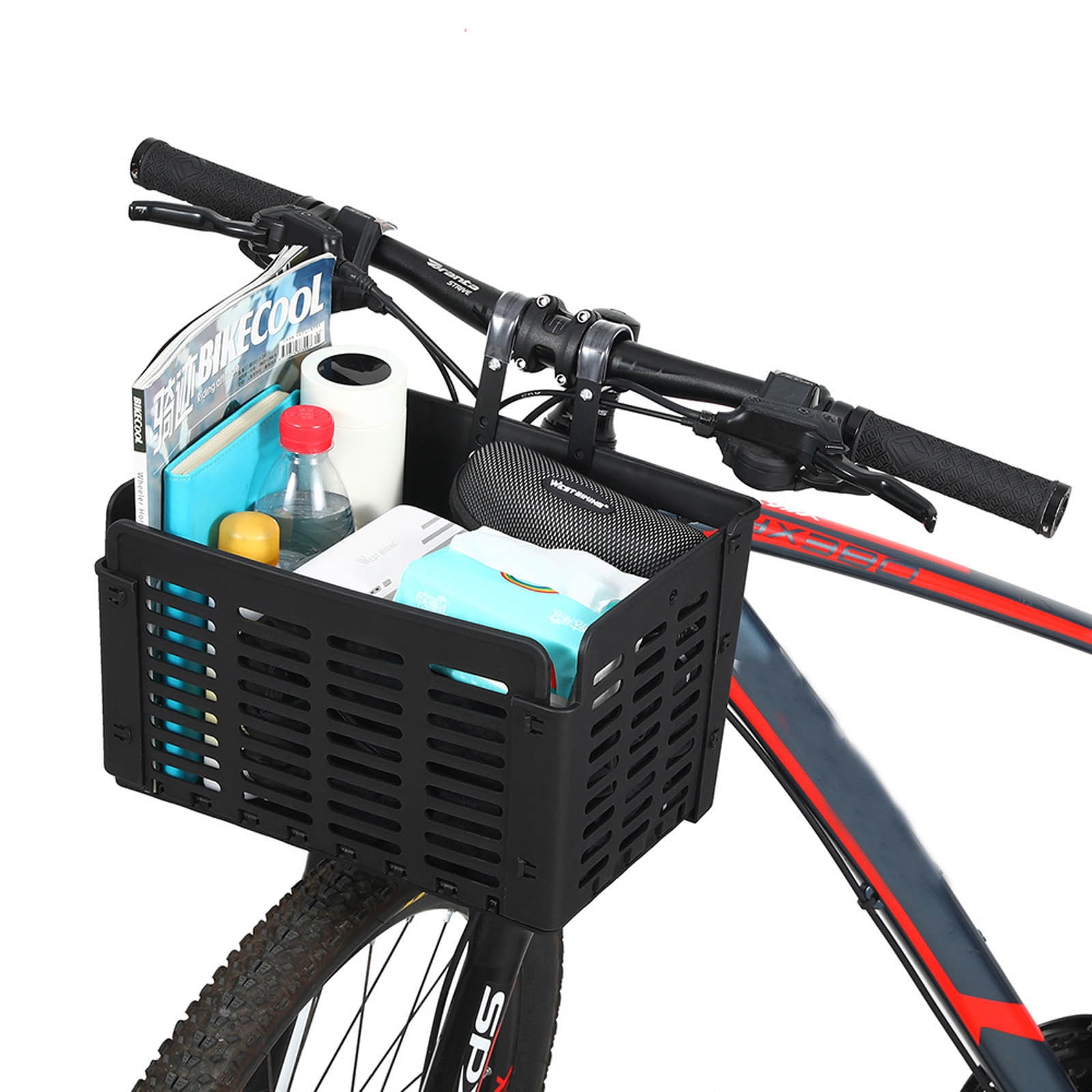 Foldable Bike Basket, Quick Dismantling Multifunctional Basket 31.5x22.5x20.5cm, Polypropylene Front Cargo Basket