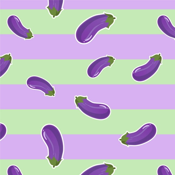 Cute Eggplant Aubergine on Stripes Pattern Premium Roll Gift Wrap Wrapping Paper