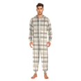 thumbnail image 3 of FORMRS Onesies Pajama for Adults Unisex Hoodie Winter Jumpsuit One Piece Sleepwear, Sizes S-2XL, Beige Plaid Pattern, 3 of 7
