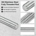 thumbnail image 2 of Uxcell Paquete de 5 Varillas Roscadas Completamente, M10x300mm Barra de Rosca Derecha de Acero Inoxidable 304, 2 of 7