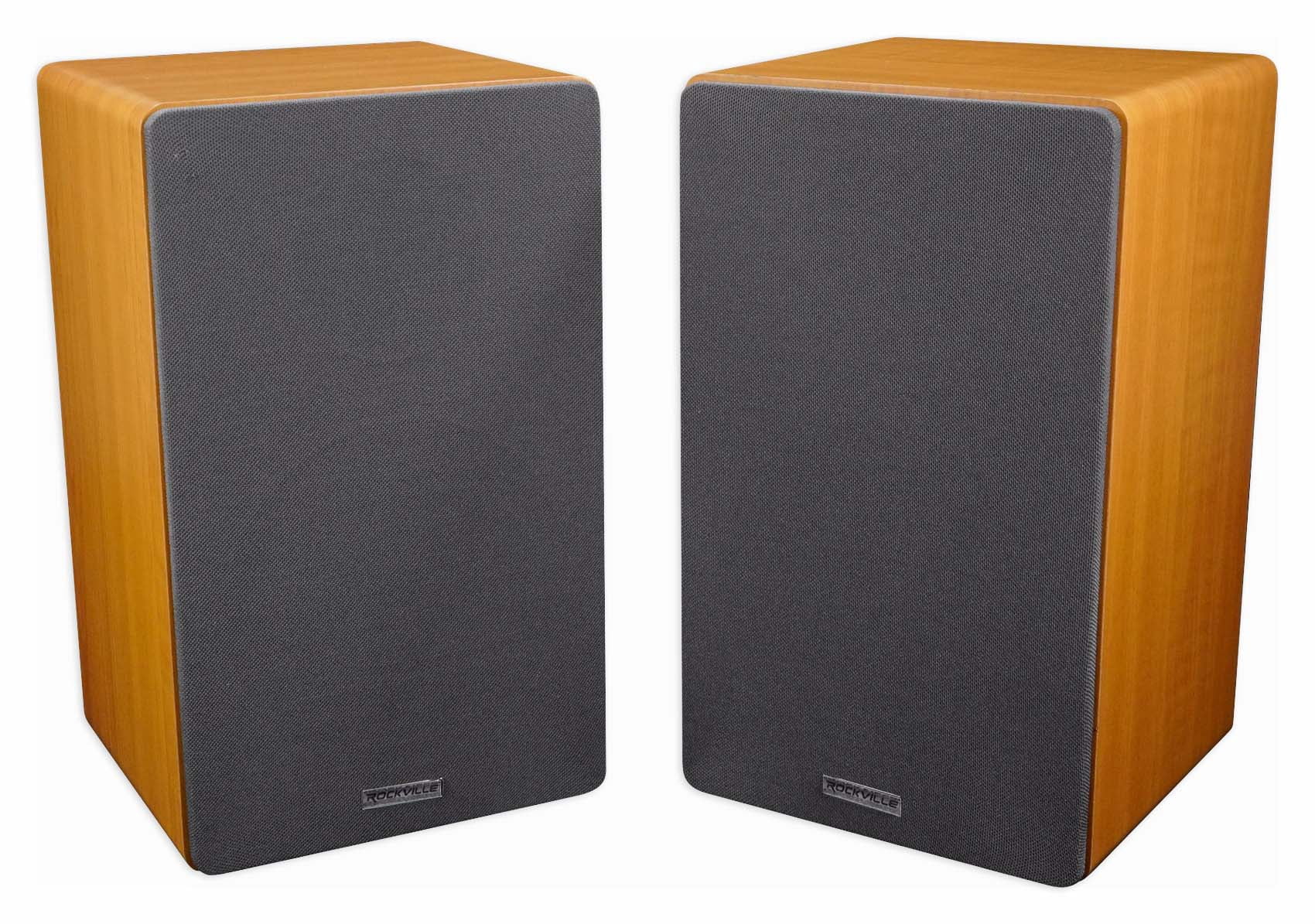 Pair Rockville RockShelf 64C Classic 6.5" Home Bookshelf Speakers w/29" Stands