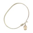 thumbnail image 2 of 6 1/4 inch Oval Eye Hook Bangle Bracelet w/ St. Barbara in Gold-Filled, 2 of 3