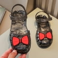 thumbnail image 6 of Xfvqtps Jelly Sandals for Girls Fisherman Gladiator Closed Toe Hollow out Hook and Loop Bow Shape Decor Flash Waterproof Beach Travel Flat Sandals for Toddler Little Kid Big Kid Black, 6 of 7