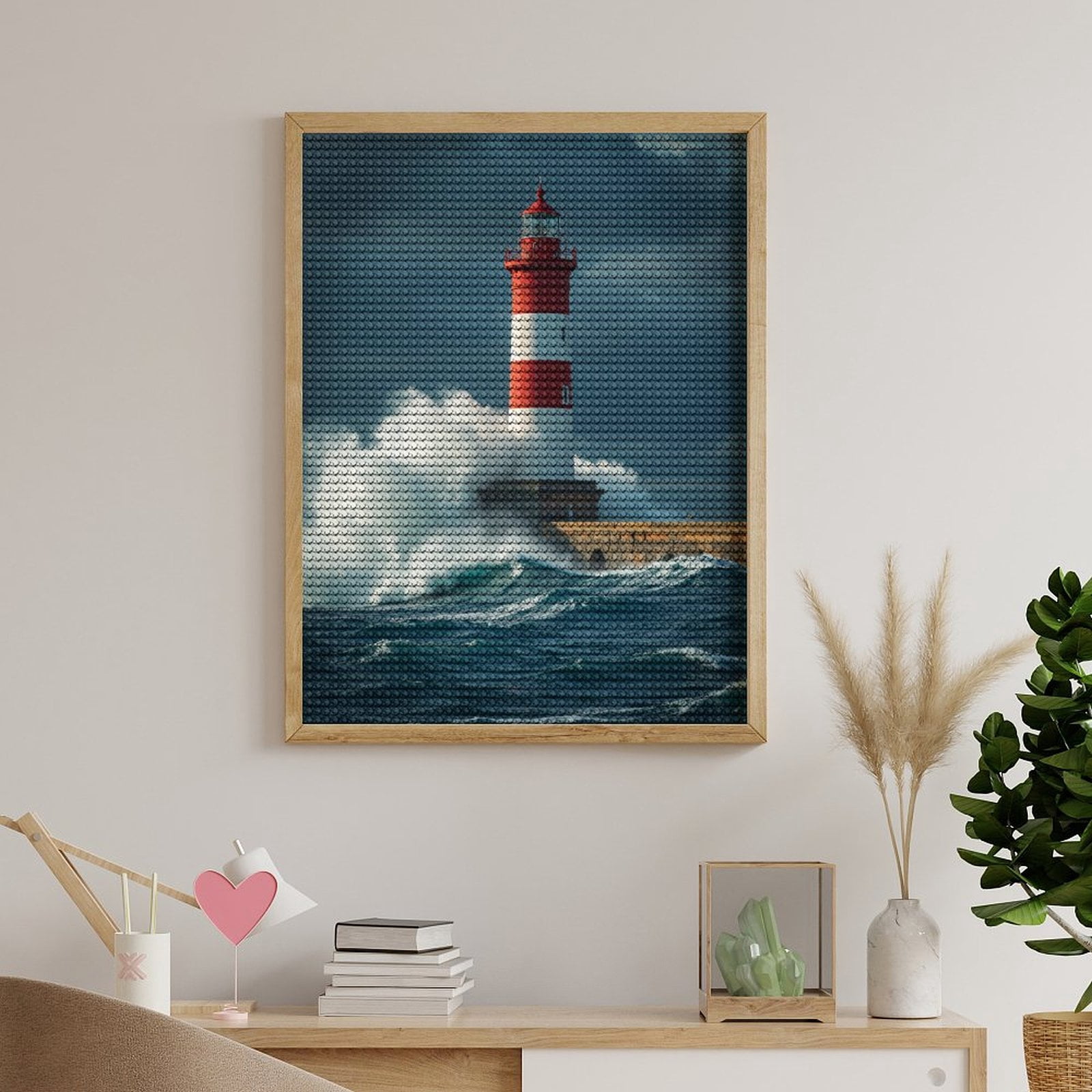 Diamond Art Kits for Adults, Lighthouse Waves Ocean Stormy Sky 5D Diamond Painting Kits for Adults Beginners, DIY Full Drill Diamond Painting, Gem Art and Crafts 12x16