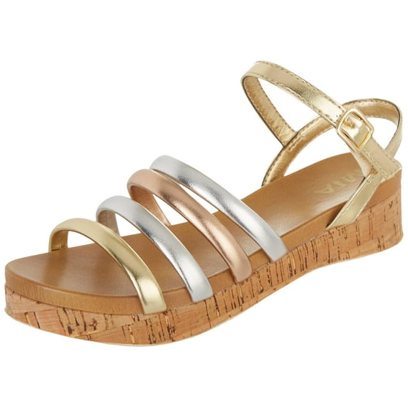 Mia Girls Valentyna Cork Wedges 13 Metallic m