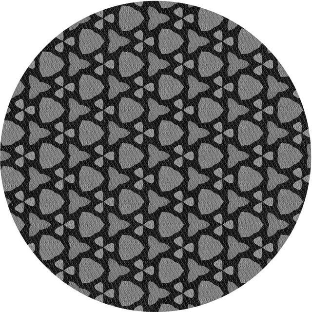 Ahgly Company Tapis d'Intérieur Rond Lavable en Machine Gris Transitionnel, 3 Pieds Rond
