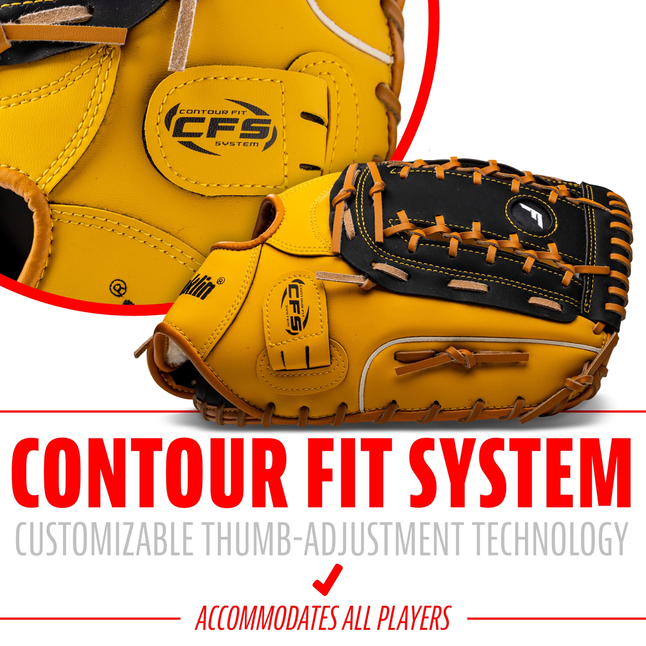 Franklin Sports Field Master Baseball First Baseman's Mitt, 12.5 in, Black/Tan, Right Hand Throw