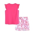 thumbnail image 5 of HILEELANG Toddler Girl Easter Summer Short Outfits Cotton CrewNeck Pink Butterfly Short Sleeve Playwear 2PC Sets 2T, 5 of 5