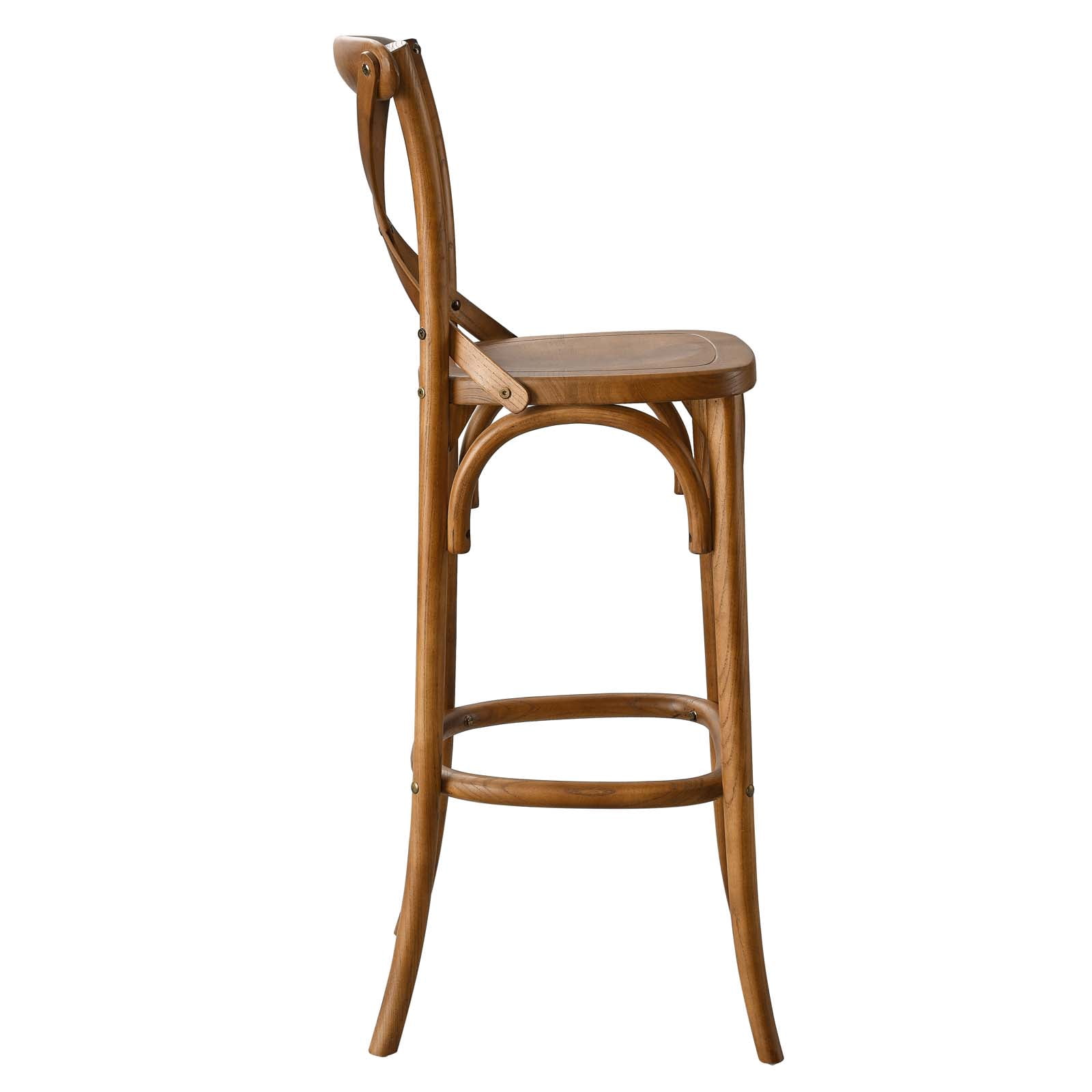 Modway Gear 43.5" Modern Style Elm Wood Bar Stool in Walnut Finish