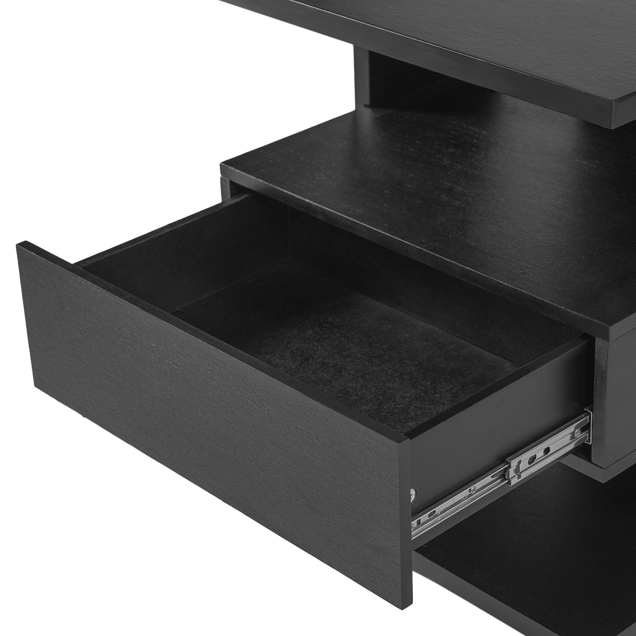 Christopher Knight Home Mid-Century Nightstand with Drawer, Unique C-Shaped Bedside Table, Black