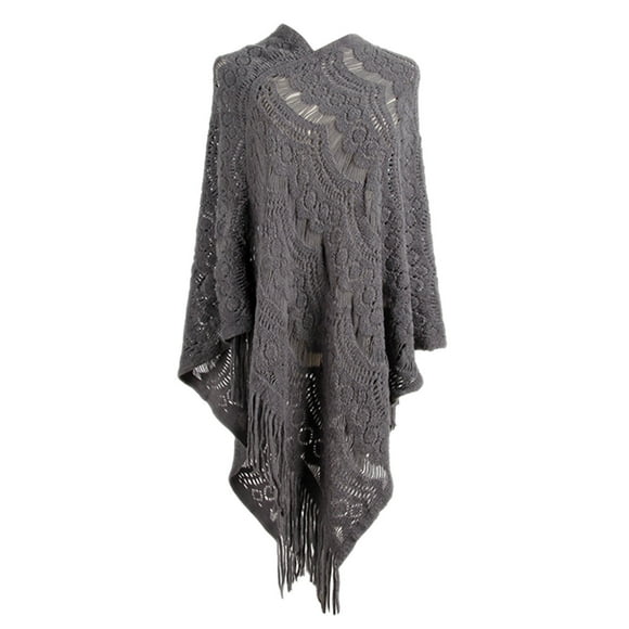 Hontri Scarf Shawl in Sale, Women's Mid-Length Crochet Hollow Irregular Tassel Pullover Sweater Cape Shawl Knitted Sweater Shawl Shawl Wraps for Women