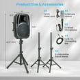 thumbnail image 3 of Gymax 1600W Portable 2-Way Powered Speaker System w/ Microphone, 3 of 7