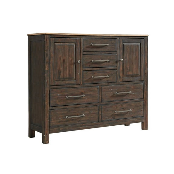 Intercon-Gentleman's Chest, 7 Drawer w/Doors in Driftwood and Sable