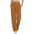 thumbnail image 2 of Rutainlusire Women's Trendy High Waisted Pleated Corduroy Wide Leg Pants Women's Elastic High Waist Washed Wide Leg Straight Jeans Casual Denim Long Trousers, 2 of 5