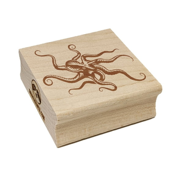 Octopus Old Timey Sketch Square Rubber Stamp Stamping Scrapbooking Crafting - Small 1.25in