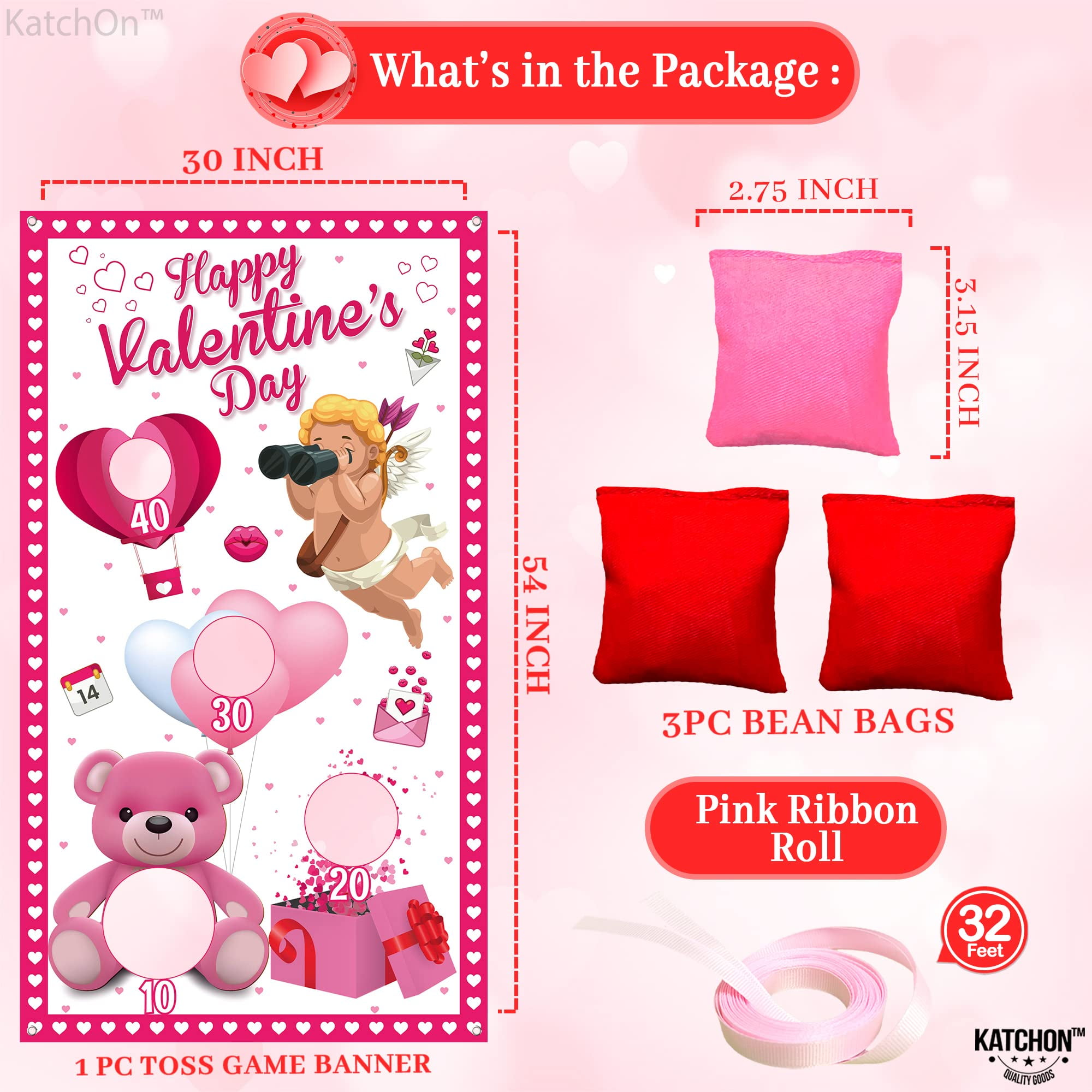 KatchOn, Valentines Bean Bag Toss Games - Large 54x30 Inch | Valentines Day Games for Classroom | Valentines Games for Classroom | Valentines Day Decorations | Valentine Games for Classroom