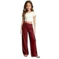 thumbnail image 2 of Girls Wide Leg Baggy Pants Drawstring Pants Cotton Linen Pants loose fit Trousers 4T-13T, 2 of 7