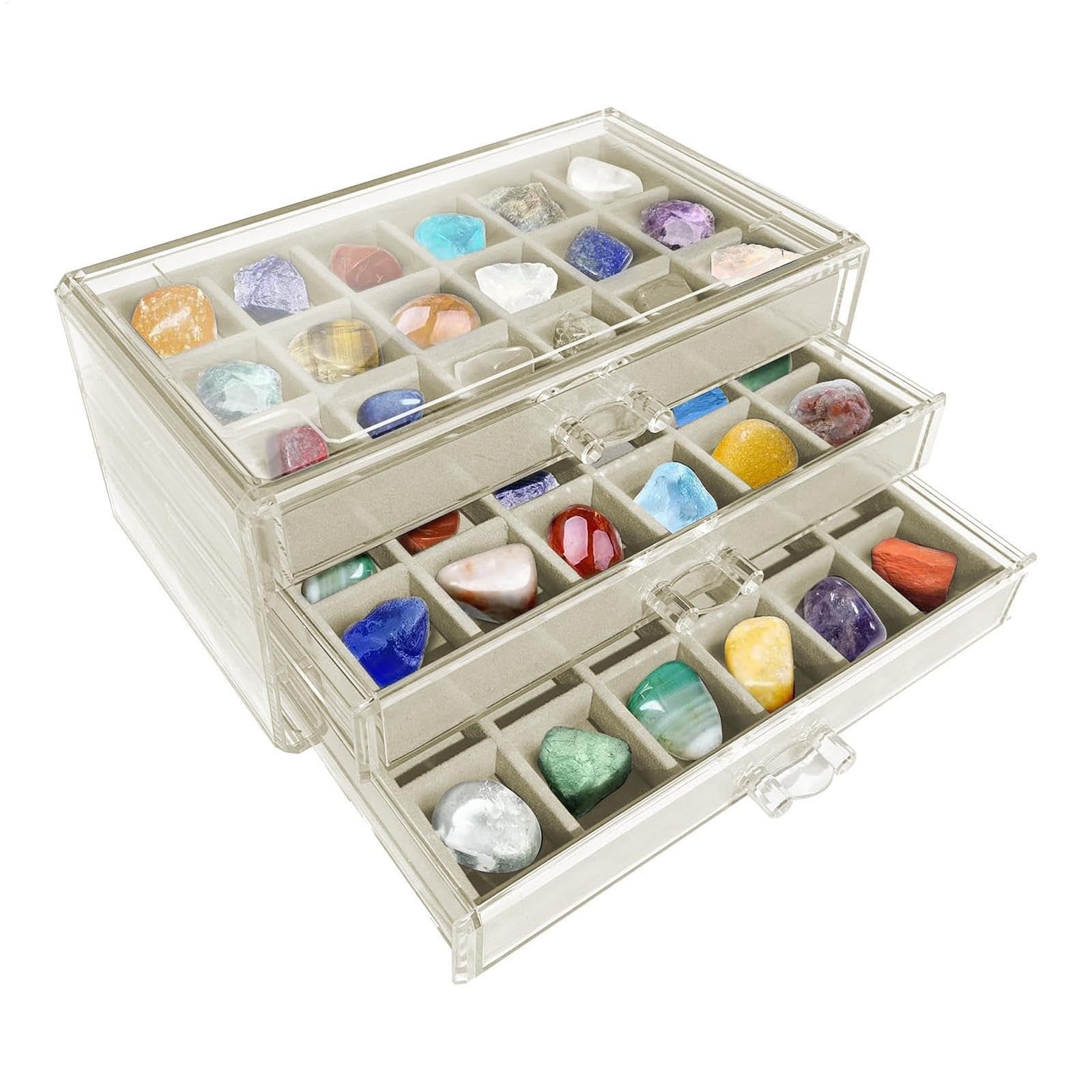 3-Layer Jewelry Storage Box With Drawers,Flannel Lined Jewelry Organizer Case,Earrings Rings Necklace Bracelet Compartment Holder,Portable Vanity Jewelry Display Box Multi Section Storage Organizer