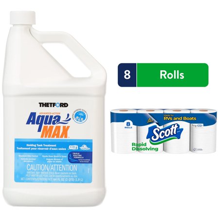 Scott Rapid-Dissolving Toilet Paper (8 Double Rolls)   Thetford AquaMax Liquid Holding Tank Treatment, Spring Showers (64 oz)