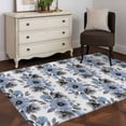 thumbnail image 3 of 4'x6' Area Rugs, Blue Floral Indoor Outdoor Area Rug for Living Room Bedroom, Abstract Watercolor Flower Leaf Plant Washable Bathroom Rugs Kitchen Floor Carpet Mats Home Decor Aesthetic, 3 of 8