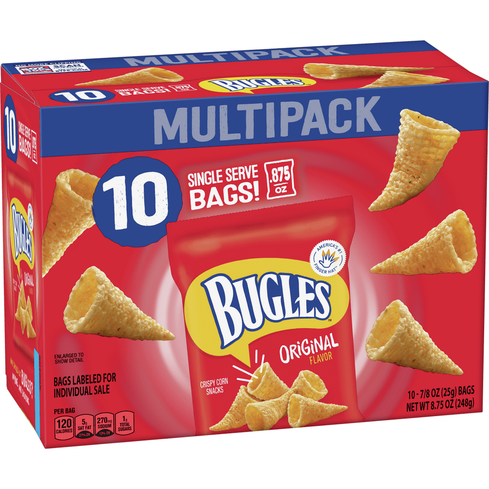 Bugles Crispy Corn Snacks, Original, 10 Count