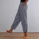 thumbnail image 2 of Pantalones de Cintura Elástica para Mujeres Casual Bolsillos de Poliéster de Color Sólido Pantalones de Lino Mujeres Verano para las Vacaciones Al Mar Y el Uso Diario, 2 of 9