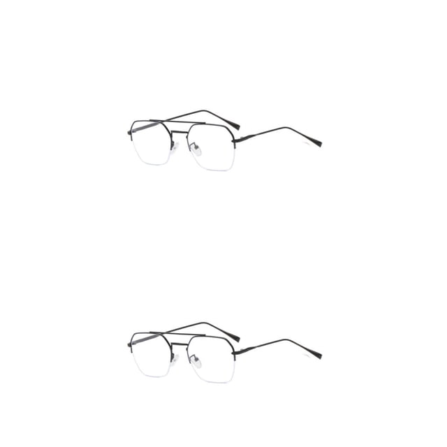 Gafas de medio marco Qarigey para hombre protección para los ojos lentes lisos de lectura doble viga Negro 2piezas
